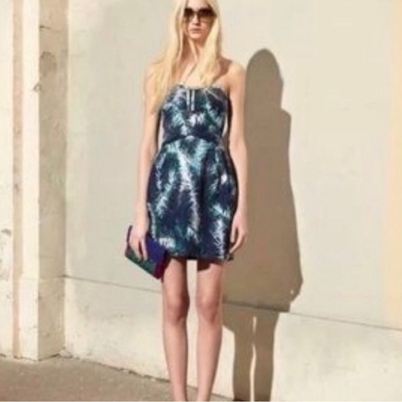 Club Monaco Nelly Strapless Palm Print Dress - Size 6 - Picture 1 of 11